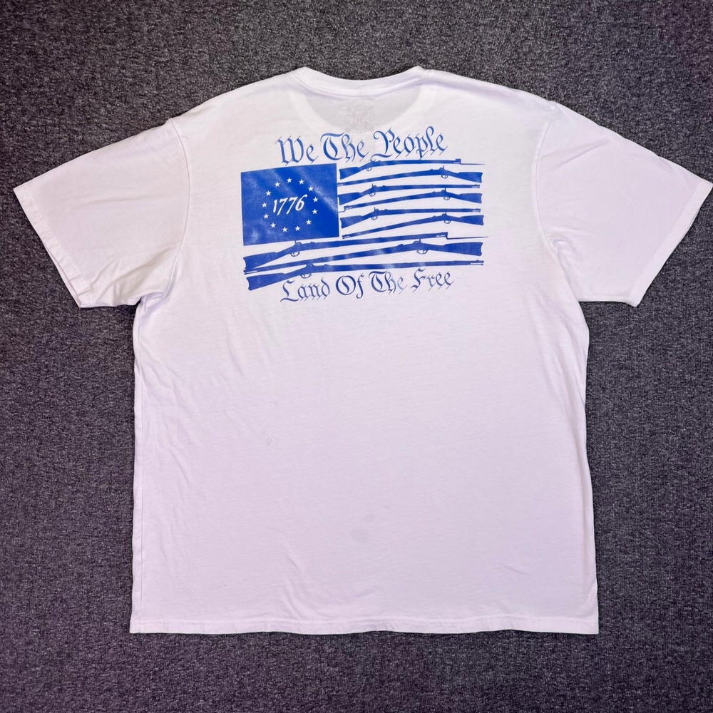 Howitzer Shirt Mens 3XL White Patriotic Graphic 1776 We‎ The People Rifle Flag